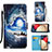 Custodia Portafoglio In Pelle Fantasia Modello Cover con Supporto Y02B per Samsung Galaxy A02s Blu Notte