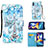 Custodia Portafoglio In Pelle Fantasia Modello Cover con Supporto Y02B per Samsung Galaxy A11 Azzurro