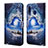 Custodia Portafoglio In Pelle Fantasia Modello Cover con Supporto Y02B per Samsung Galaxy A30 Blu Notte