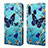 Custodia Portafoglio In Pelle Fantasia Modello Cover con Supporto Y02B per Samsung Galaxy A30 Cielo Blu