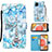 Custodia Portafoglio In Pelle Fantasia Modello Cover con Supporto Y02B per Samsung Galaxy A42 5G Azzurro
