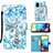 Custodia Portafoglio In Pelle Fantasia Modello Cover con Supporto Y02B per Samsung Galaxy A71 4G A715 Azzurro