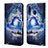 Custodia Portafoglio In Pelle Fantasia Modello Cover con Supporto Y02B per Samsung Galaxy M10S Blu Notte