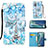 Custodia Portafoglio In Pelle Fantasia Modello Cover con Supporto Y02B per Samsung Galaxy Note 20 5G Azzurro