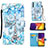 Custodia Portafoglio In Pelle Fantasia Modello Cover con Supporto Y02B per Samsung Galaxy Quantum2 5G Azzurro