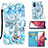 Custodia Portafoglio In Pelle Fantasia Modello Cover con Supporto Y02B per Samsung Galaxy S20 FE 5G Azzurro