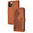 Custodia Portafoglio In Pelle Fantasia Modello Cover con Supporto Y02X per Apple iPhone 13 Pro Marrone