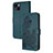 Custodia Portafoglio In Pelle Fantasia Modello Cover con Supporto Y02X per Apple iPhone 13 Verde