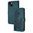 Custodia Portafoglio In Pelle Fantasia Modello Cover con Supporto Y02X per Apple iPhone 14 Plus Verde