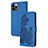 Custodia Portafoglio In Pelle Fantasia Modello Cover con Supporto Y02X per Apple iPhone 14 Pro Blu