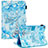 Custodia Portafoglio In Pelle Fantasia Modello Cover con Supporto Y03B per Apple iPad Air Azzurro
