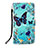 Custodia Portafoglio In Pelle Fantasia Modello Cover con Supporto Y03B per Apple iPhone 13 Ciano