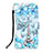 Custodia Portafoglio In Pelle Fantasia Modello Cover con Supporto Y03B per Apple iPhone 13 Pro Azzurro