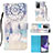 Custodia Portafoglio In Pelle Fantasia Modello Cover con Supporto Y03B per Samsung Galaxy Note 20 Ultra 5G Azzurro