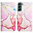 Custodia Portafoglio In Pelle Fantasia Modello Cover con Supporto Y03B per Samsung Galaxy S21 Plus 5G Rosa