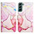 Custodia Portafoglio In Pelle Fantasia Modello Cover con Supporto Y03B per Samsung Galaxy S22 Plus 5G Rosa