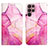 Custodia Portafoglio In Pelle Fantasia Modello Cover con Supporto Y03B per Samsung Galaxy S23 Ultra 5G Rosa Caldo