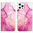 Custodia Portafoglio In Pelle Fantasia Modello Cover con Supporto Y04B per Apple iPhone 13 Pro Max Rosa Caldo