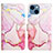 Custodia Portafoglio In Pelle Fantasia Modello Cover con Supporto Y04B per Apple iPhone 14 Plus Rosa
