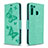 Custodia Portafoglio In Pelle Farfalla Cover con Supporto B01F per Samsung Galaxy A21 Verde