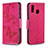Custodia Portafoglio In Pelle Farfalla Cover con Supporto B01F per Samsung Galaxy A30 Rosa Caldo