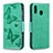 Custodia Portafoglio In Pelle Farfalla Cover con Supporto B01F per Samsung Galaxy M20 Verde