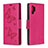 Custodia Portafoglio In Pelle Farfalla Cover con Supporto B01F per Samsung Galaxy Note 10 Plus 5G Rosa Caldo