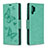 Custodia Portafoglio In Pelle Farfalla Cover con Supporto B01F per Samsung Galaxy Note 10 Plus 5G Verde