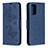 Custodia Portafoglio In Pelle Farfalla Cover con Supporto B01F per Samsung Galaxy Note 20 5G Blu