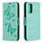 Custodia Portafoglio In Pelle Farfalla Cover con Supporto B01F per Samsung Galaxy Note 20 5G Verde