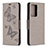 Custodia Portafoglio In Pelle Farfalla Cover con Supporto B01F per Samsung Galaxy Note 20 Ultra 5G Grigio