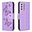 Custodia Portafoglio In Pelle Farfalla Cover con Supporto B01F per Samsung Galaxy Quantum2 5G Lavanda