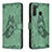 Custodia Portafoglio In Pelle Farfalla Cover con Supporto B02F per Samsung Galaxy A21 Verde