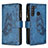 Custodia Portafoglio In Pelle Farfalla Cover con Supporto B03F per Samsung Galaxy A21 Blu