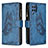 Custodia Portafoglio In Pelle Farfalla Cover con Supporto B03F per Samsung Galaxy M32 4G Blu