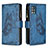 Custodia Portafoglio In Pelle Farfalla Cover con Supporto B03F per Samsung Galaxy M40S Blu