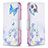 Custodia Portafoglio In Pelle Farfalla Cover con Supporto L01 per Apple iPhone 14 Plus Blu