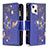 Custodia Portafoglio In Pelle Farfalla Cover con Supporto L03 per Apple iPhone 13 Mini Blu