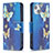 Custodia Portafoglio In Pelle Farfalla Cover con Supporto L07 per Apple iPhone 13 Blu