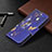 Custodia Portafoglio In Pelle Farfalla Cover con Supporto L07 per Apple iPhone 13 Mini Blu Notte