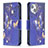 Custodia Portafoglio In Pelle Farfalla Cover con Supporto L07 per Apple iPhone 14 Blu Notte