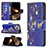 Custodia Portafoglio In Pelle Farfalla Cover con Supporto L07 per Apple iPhone 14 Pro Max Blu Notte