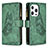 Custodia Portafoglio In Pelle Farfalla Cover con Supporto L08 per Apple iPhone 14 Pro Verde