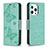 Custodia Portafoglio In Pelle Farfalla Cover con Supporto L09 per Apple iPhone 14 Pro Verde