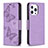 Custodia Portafoglio In Pelle Farfalla Cover con Supporto L09 per Apple iPhone 14 Pro Viola