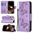 Custodia Portafoglio In Pelle Farfalla Cover con Supporto L09 per Apple iPhone 14 Pro Viola