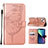 Custodia Portafoglio In Pelle Farfalla Cover con Supporto L10 per Apple iPhone 13 Mini Oro Rosa