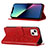 Custodia Portafoglio In Pelle Farfalla Cover con Supporto L10 per Apple iPhone 13 Mini Rosso
