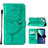 Custodia Portafoglio In Pelle Farfalla Cover con Supporto L10 per Apple iPhone 13 Mini Verde