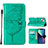 Custodia Portafoglio In Pelle Farfalla Cover con Supporto L10 per Apple iPhone 13 Verde